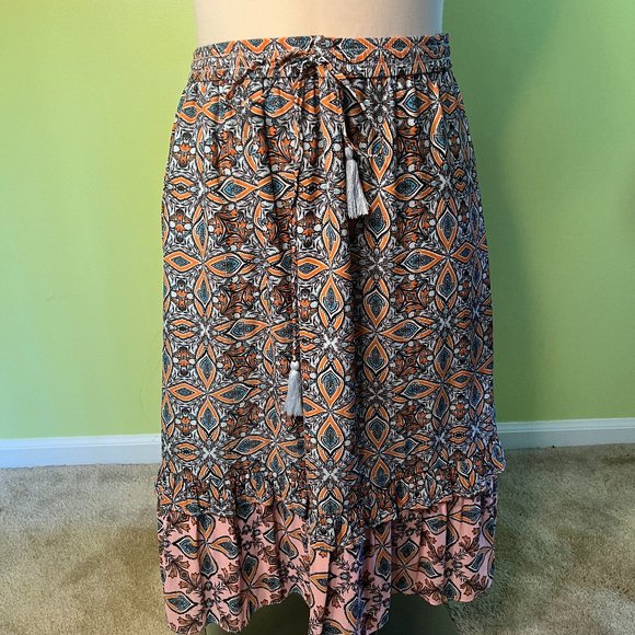 Loft Patterned Midi Skirt Size Medium - Picture 1 of 4